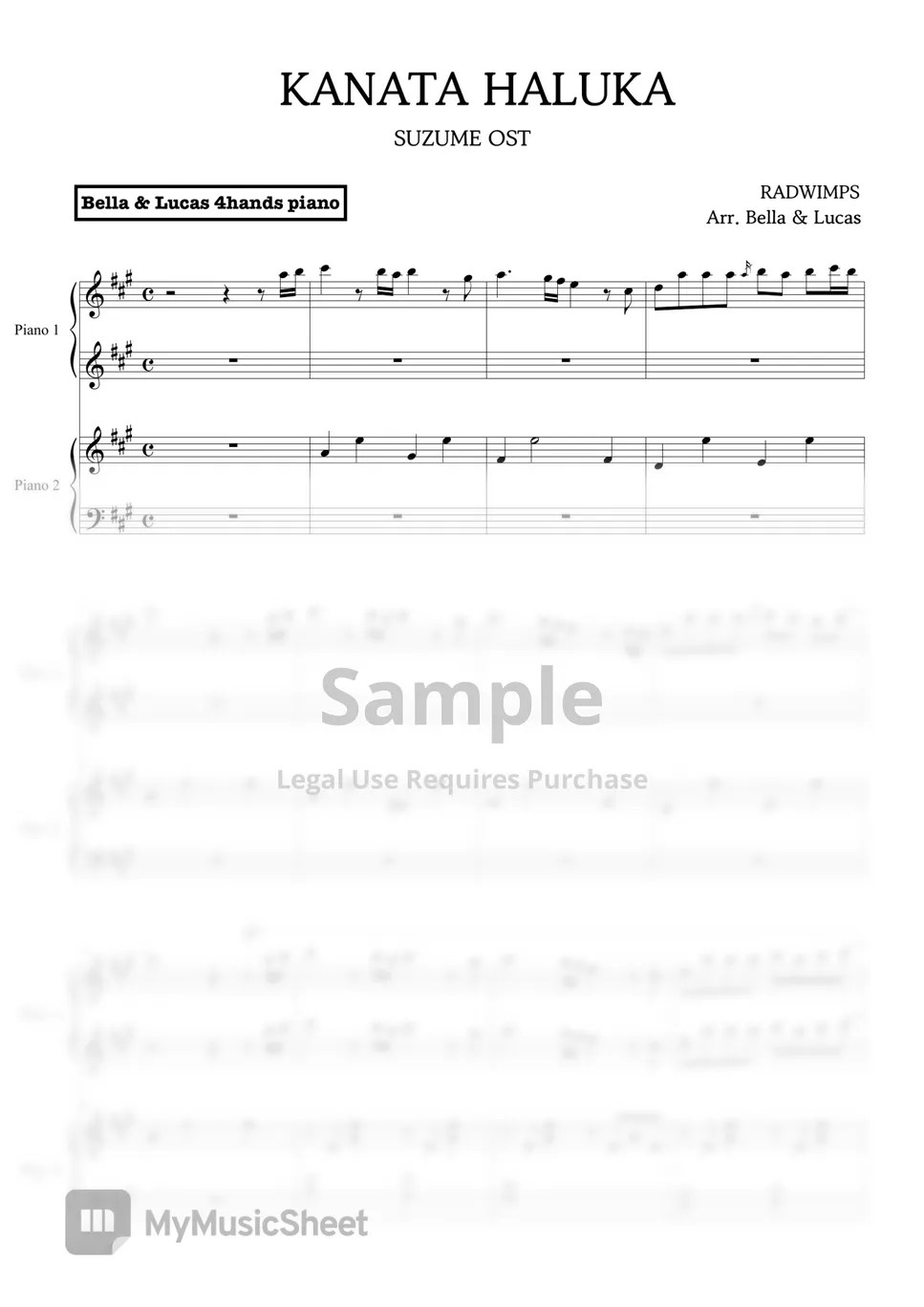 SUZUME OST KANATA HALUKA Sheets by BELLA&LUCAS