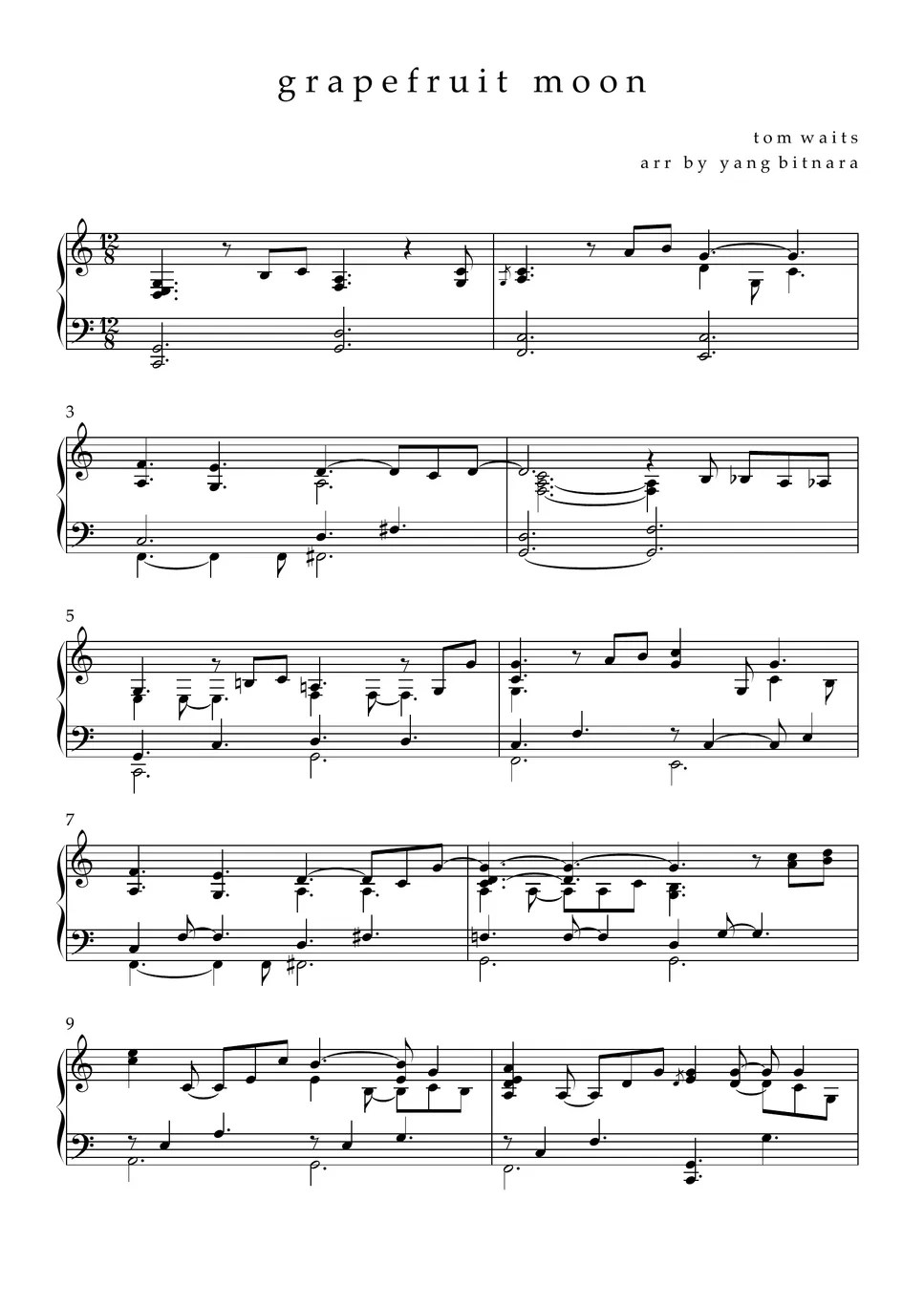 tom waits tom waits grapefruit moon for piano(short version