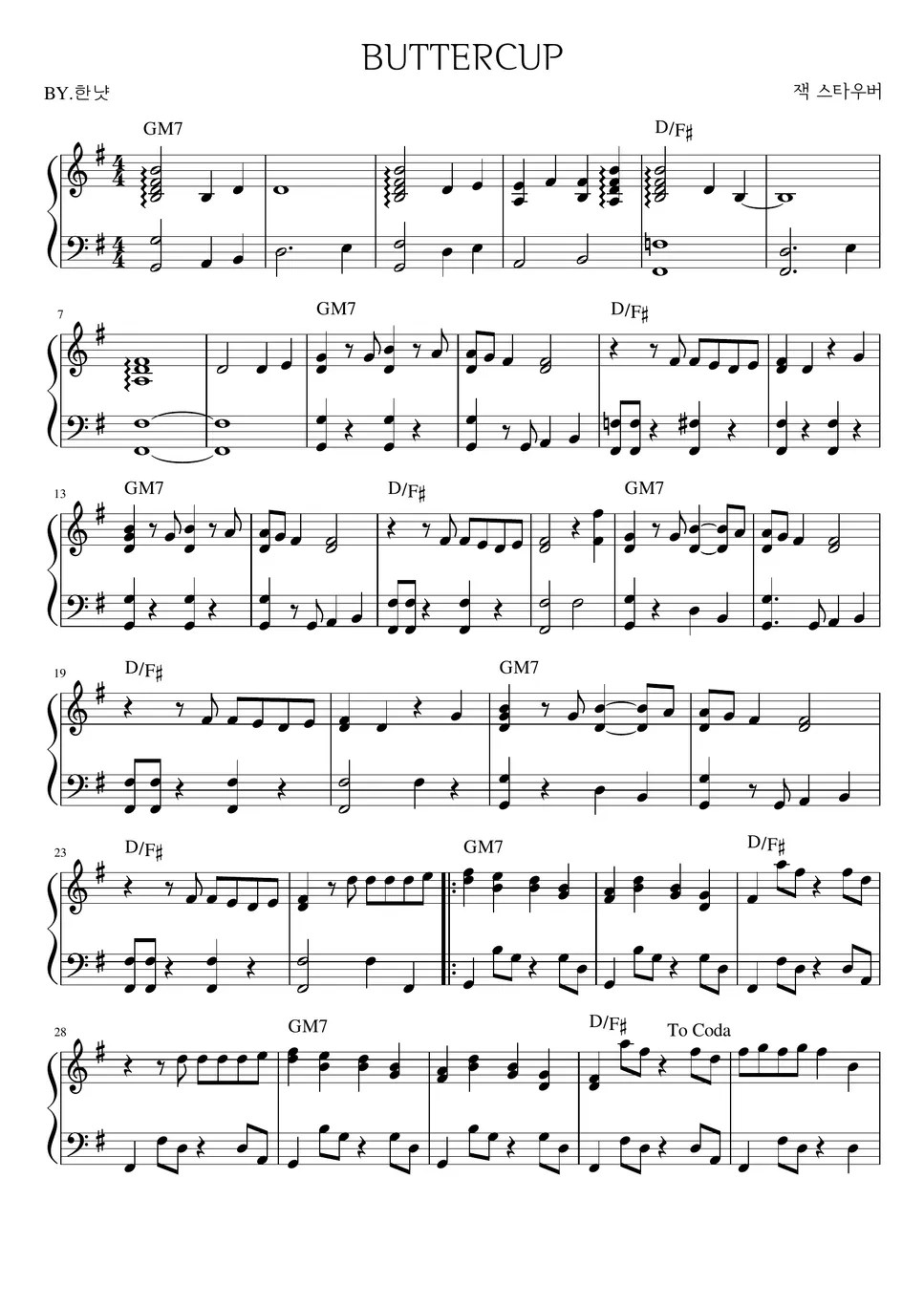 Jack Stauber Buttercup 楽譜 by hannyat