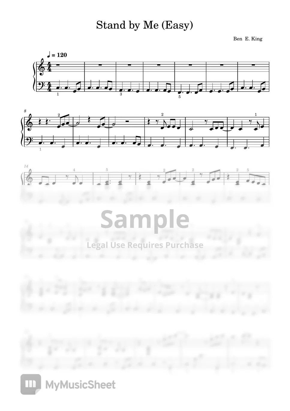 Ben E. King Stand by Me (Easy) Sheets by SangHeart Play