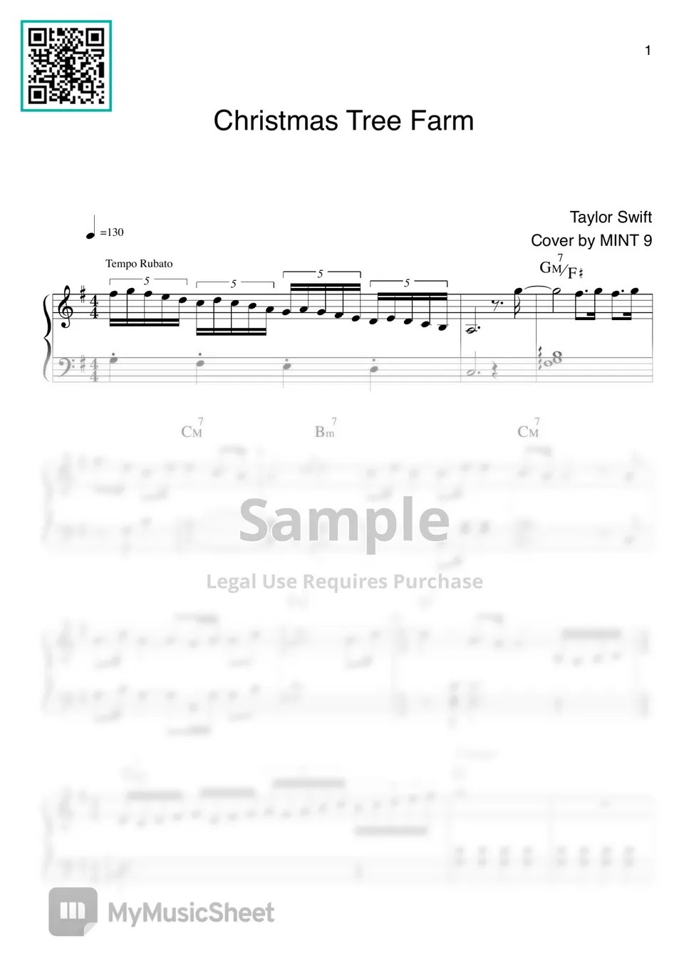 Taylor Swift Christams Tree Farm 악보 by MINTNINE