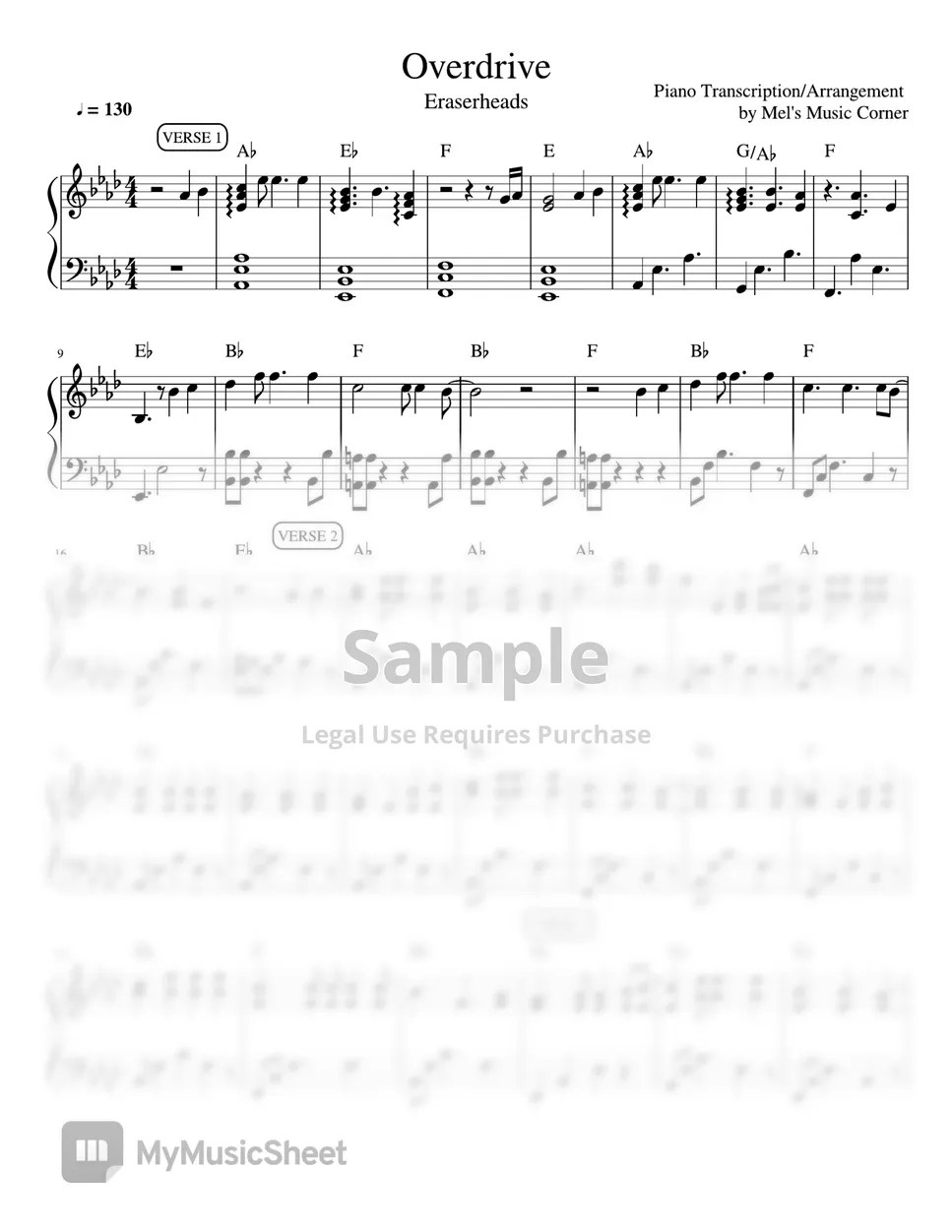 Eraserheads Overdrive (piano sheet music) Sheets by Mel's Music Corner
