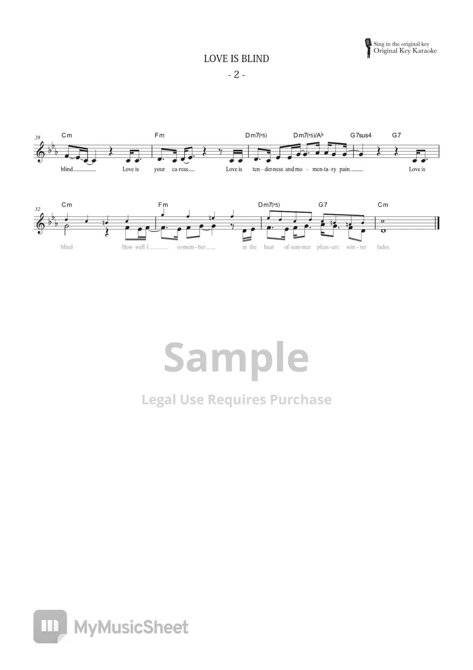 Janis Ian Love Is Blind ((Original Key）) Sheets by Far East Island Record