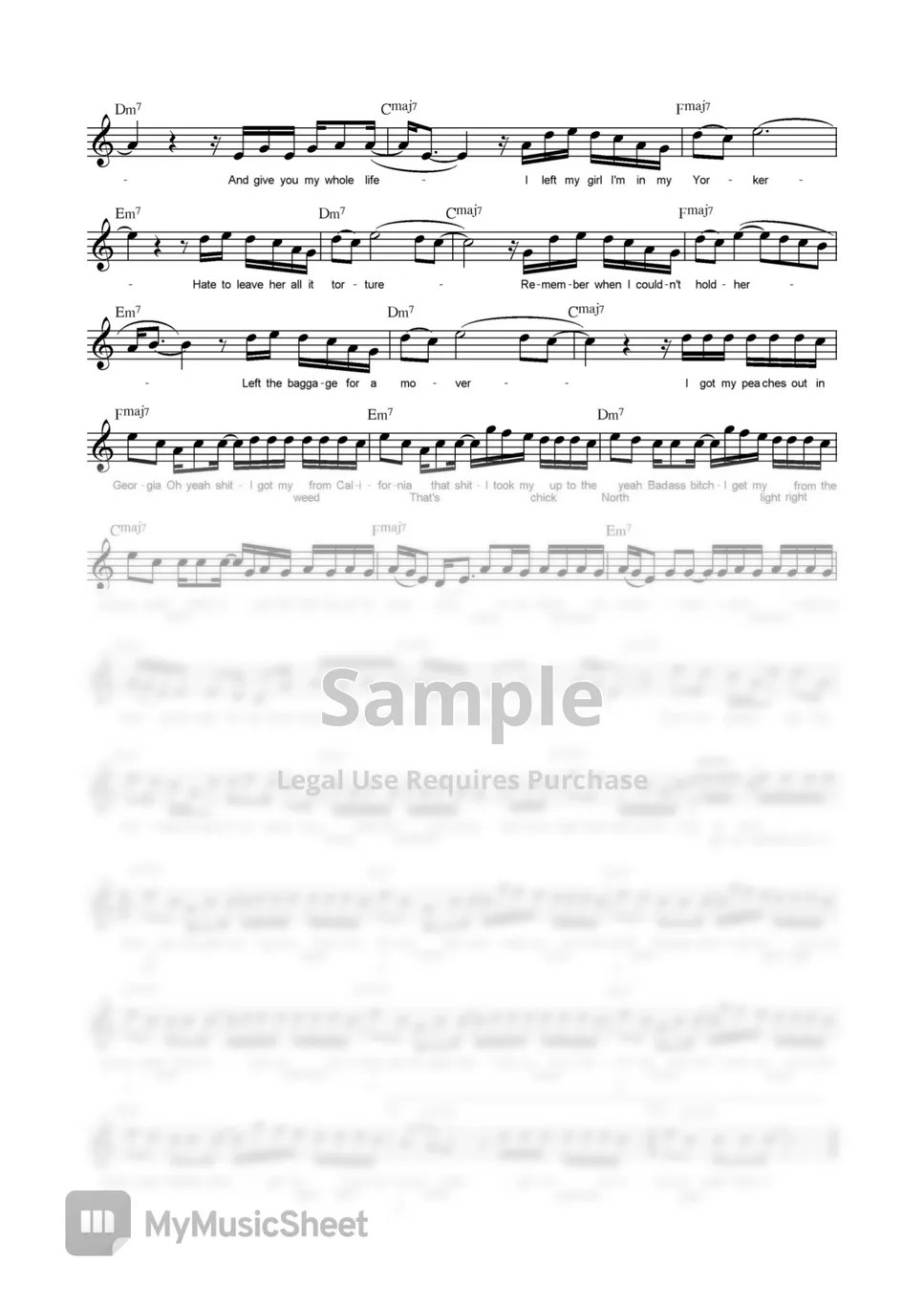 Jusin Bieber Peaches (반주곡) 악보 by 싱글벙글 우쿨렐레