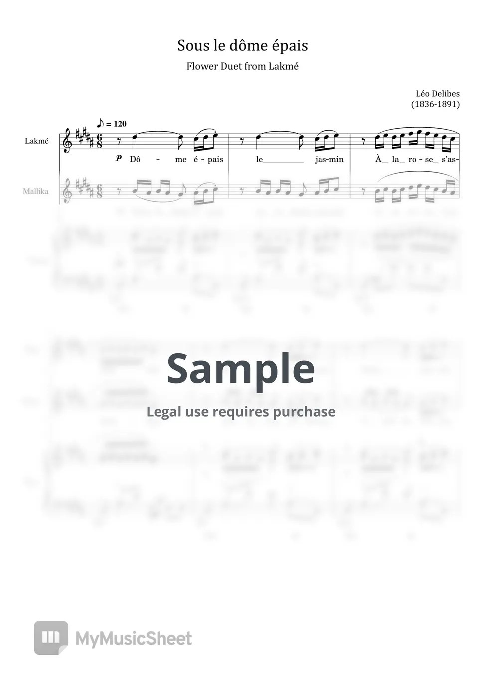 Léo Delibes Sous le dôme épais (Delibes Flower Duet from Lakmé