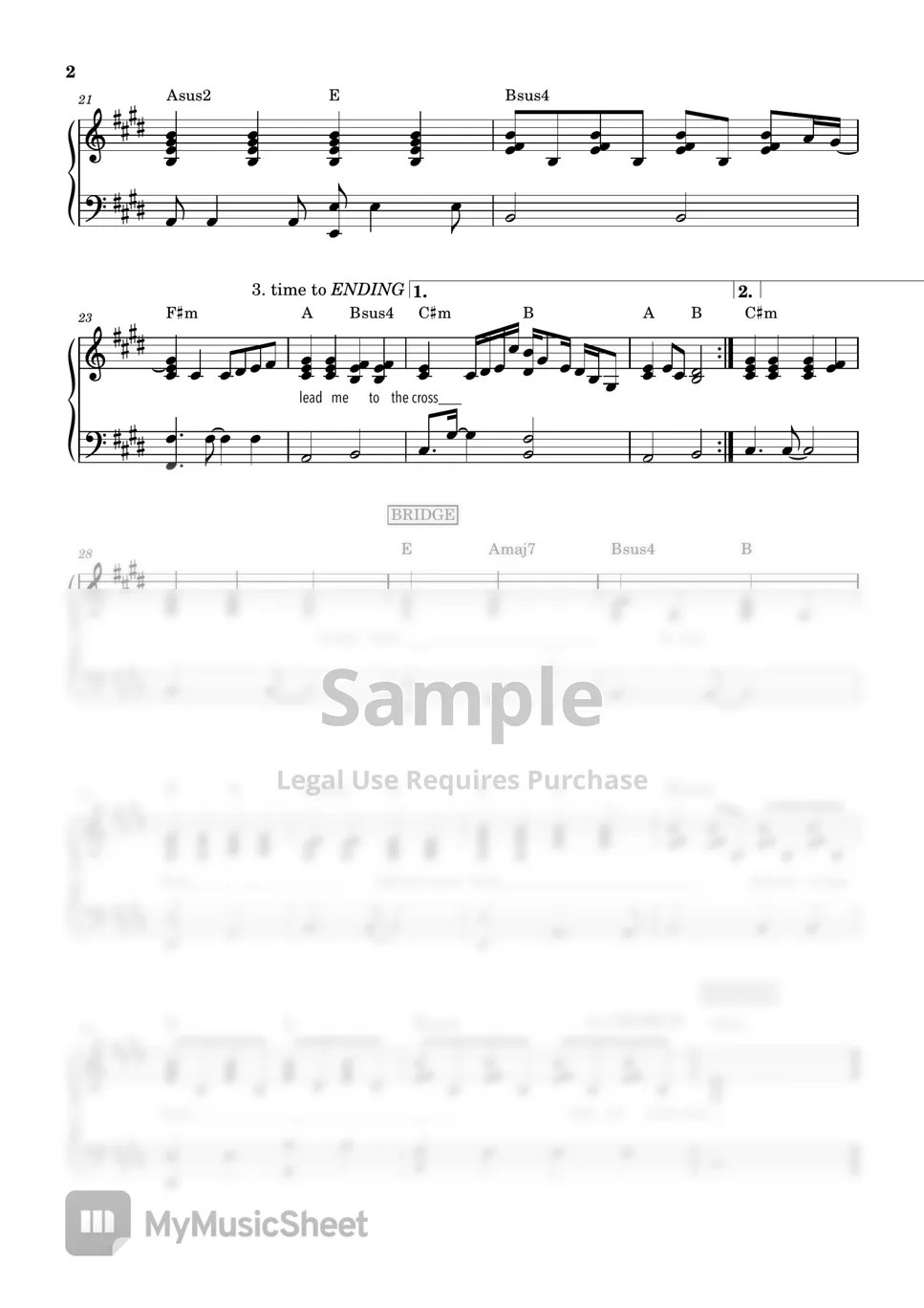 Hillsong United Lead Me To The Cross (Key of E) Sheets