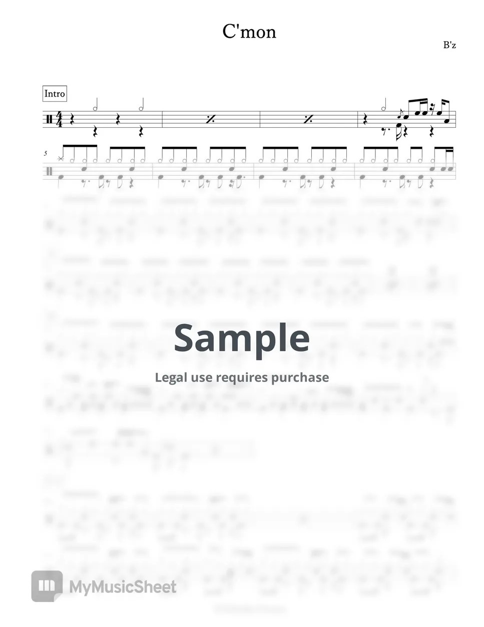 B'z C'mon 악보 by Arkadia Drums