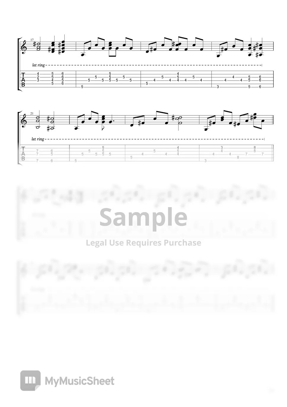 K.K.(T.K.) Boléro(볼레로) (Animal Crossing) Tab + 1staff by 모르크스 Guitar