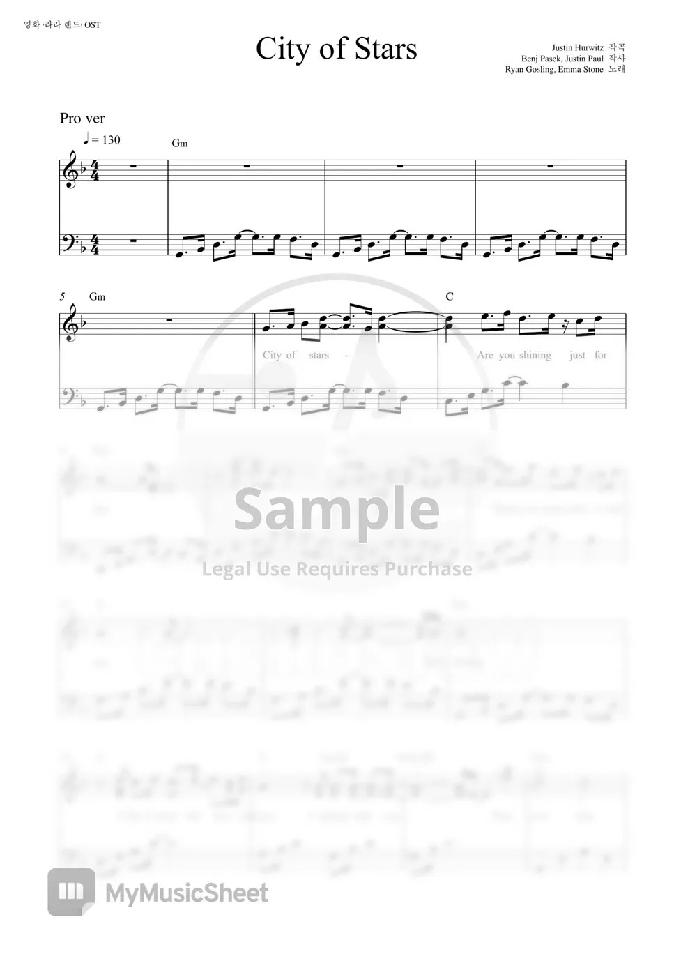 Ryan Thomas Gosling, Emma Stone City of stars La La Land (Original