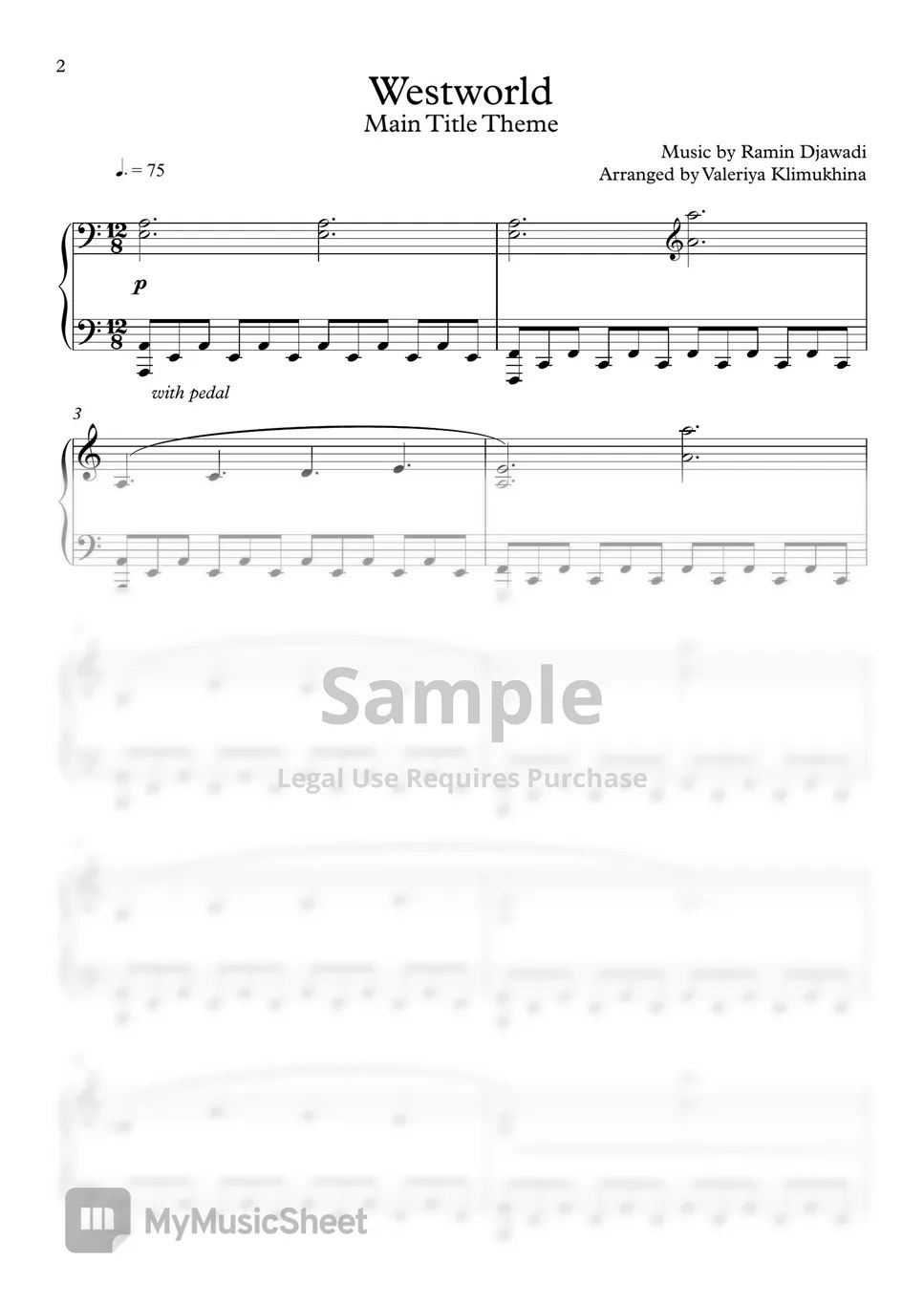 Ramin Djawadi Westworld (for Piano Solo) Sheets