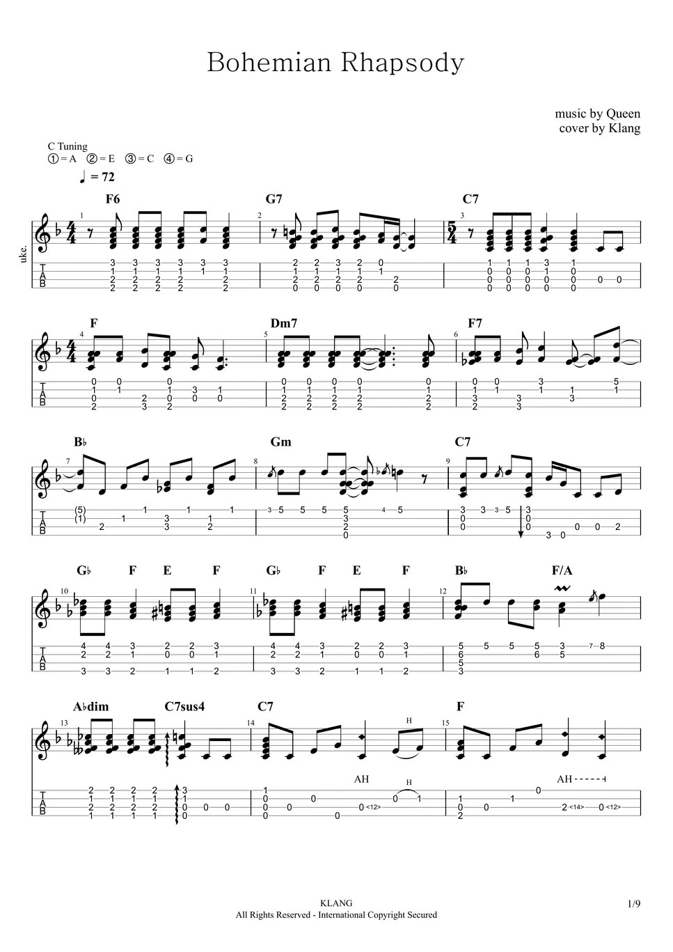 Queen / 퀸 Bohemian Rhapsody / 보헤미안 랩소디 (우쿨렐레 솔로 연주곡 / ukulele