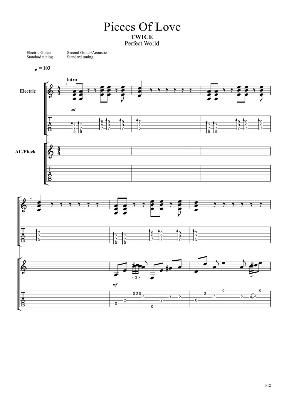 TWICE Pieces Of Love TAB by Rob Ethereal