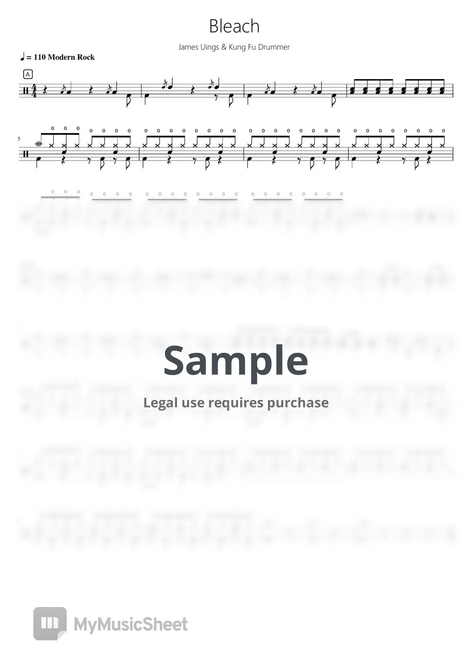 James Uings & Kung Fu Drummer Bleach【Rock school Lv2】 Sheets by 看哦爱随风