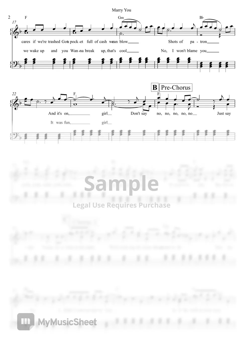 Bruno Mars Marry You Sheets by C Music