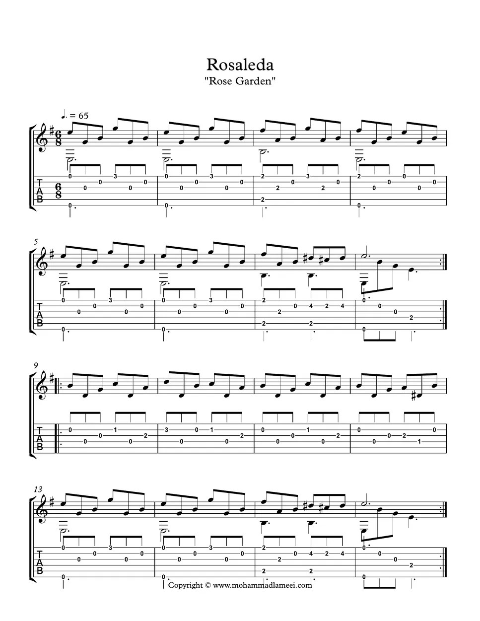 Rosaleda "Rose Garden" Tab + 1staff by Mohammad Lameei