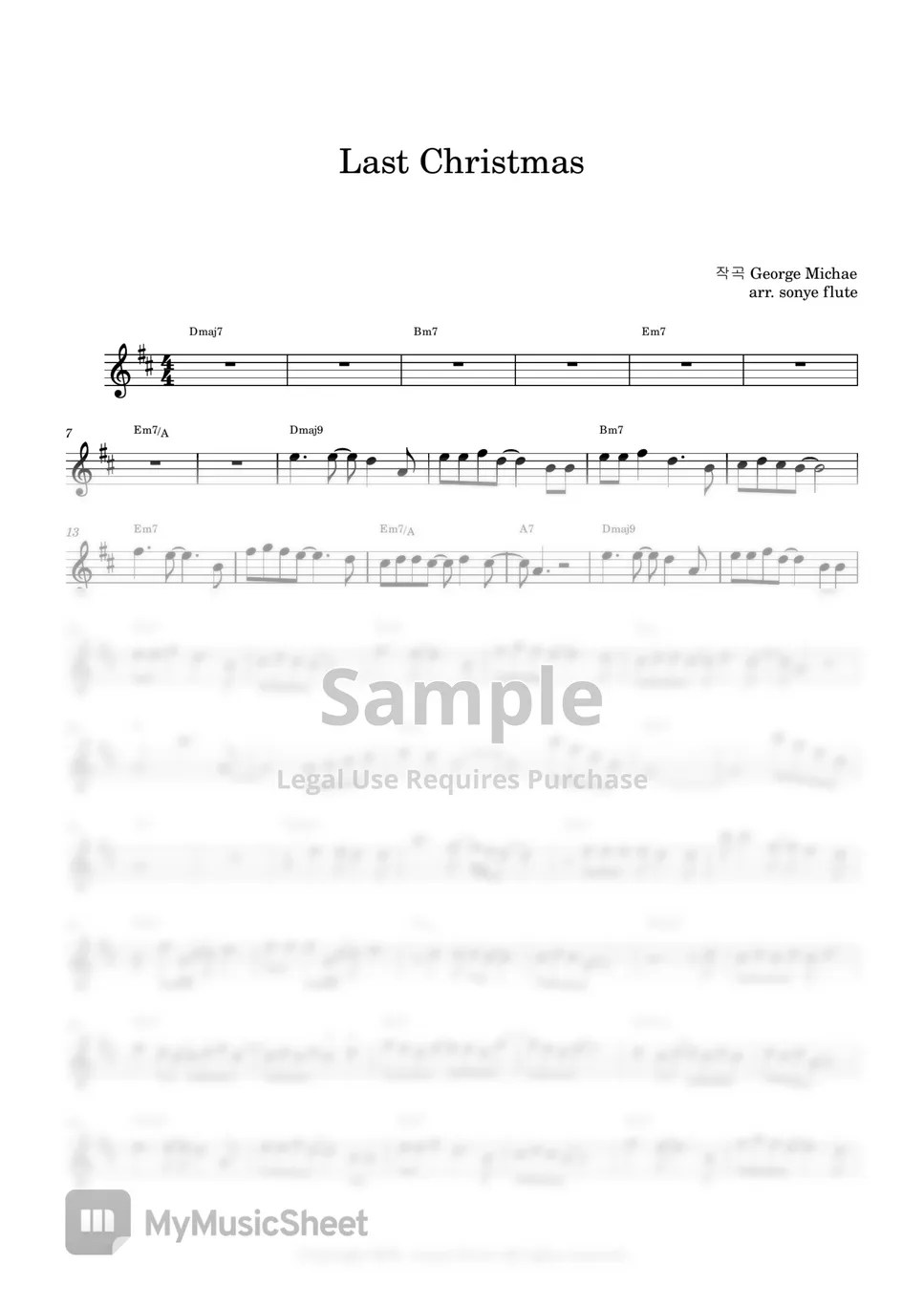 Wham! Last Christmas (Flute Sheet Music) Sheets by sonye flute