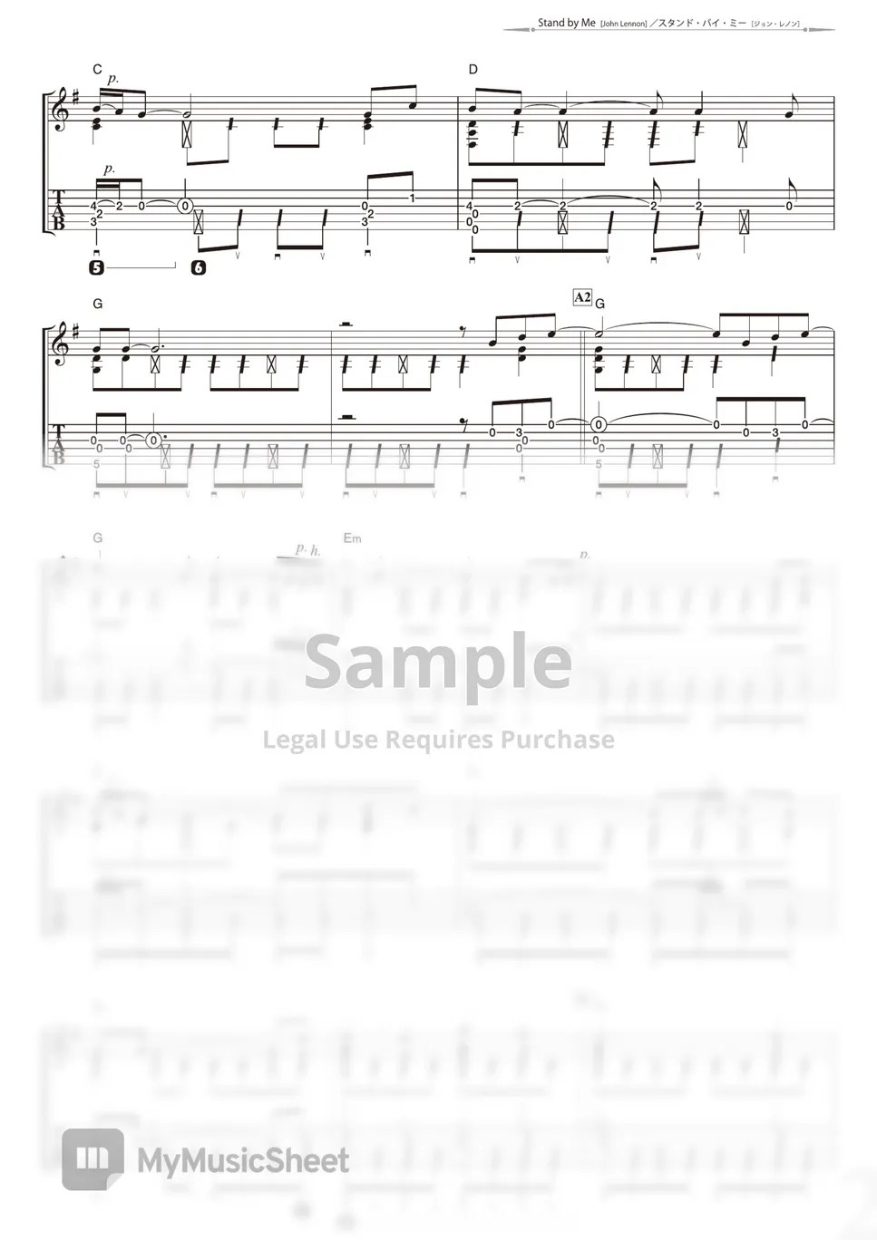 John Lennon Stand by Me (Solo Guitar) Sheets by Daisuke Minamizawa
