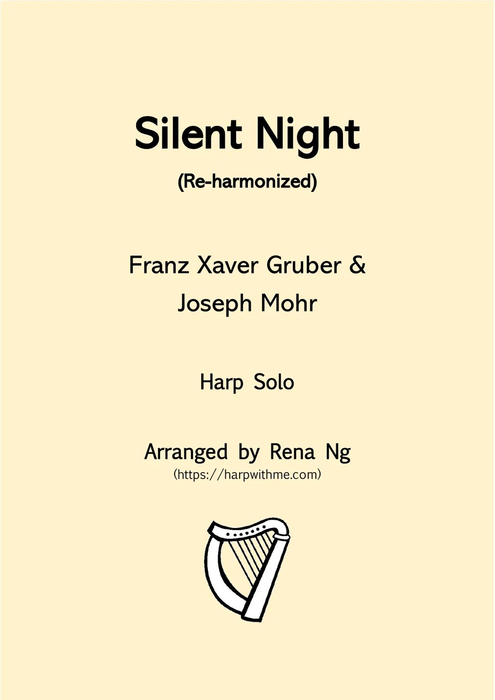 Traditional Hymn Silent Night (Harp / Piano Solo) Intermediate 악보
