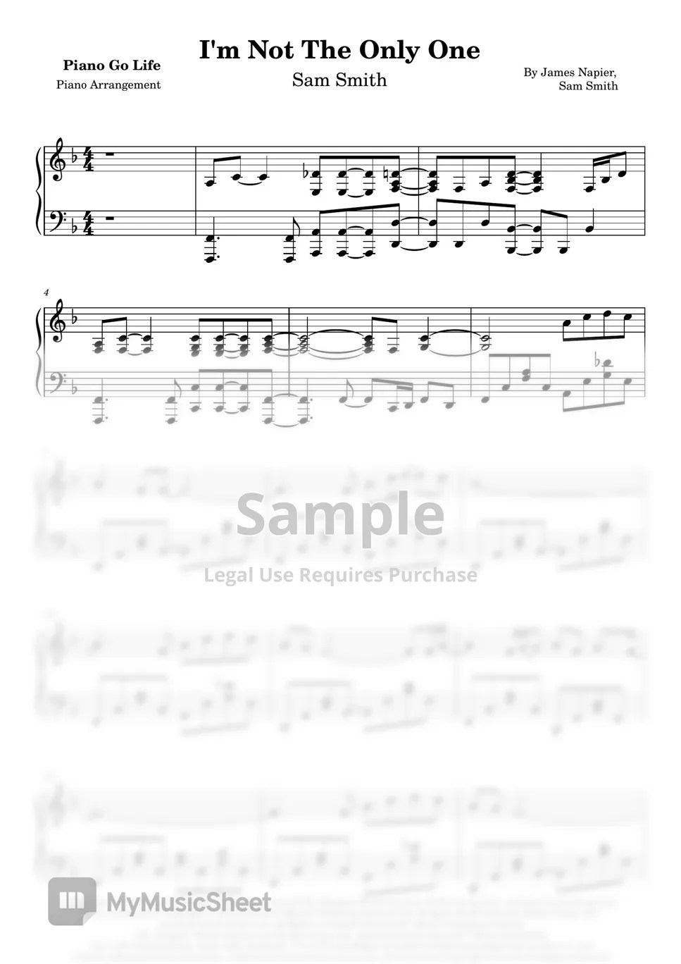 Sam Smith I'm Not The Only One Sheets by Piano Go Life