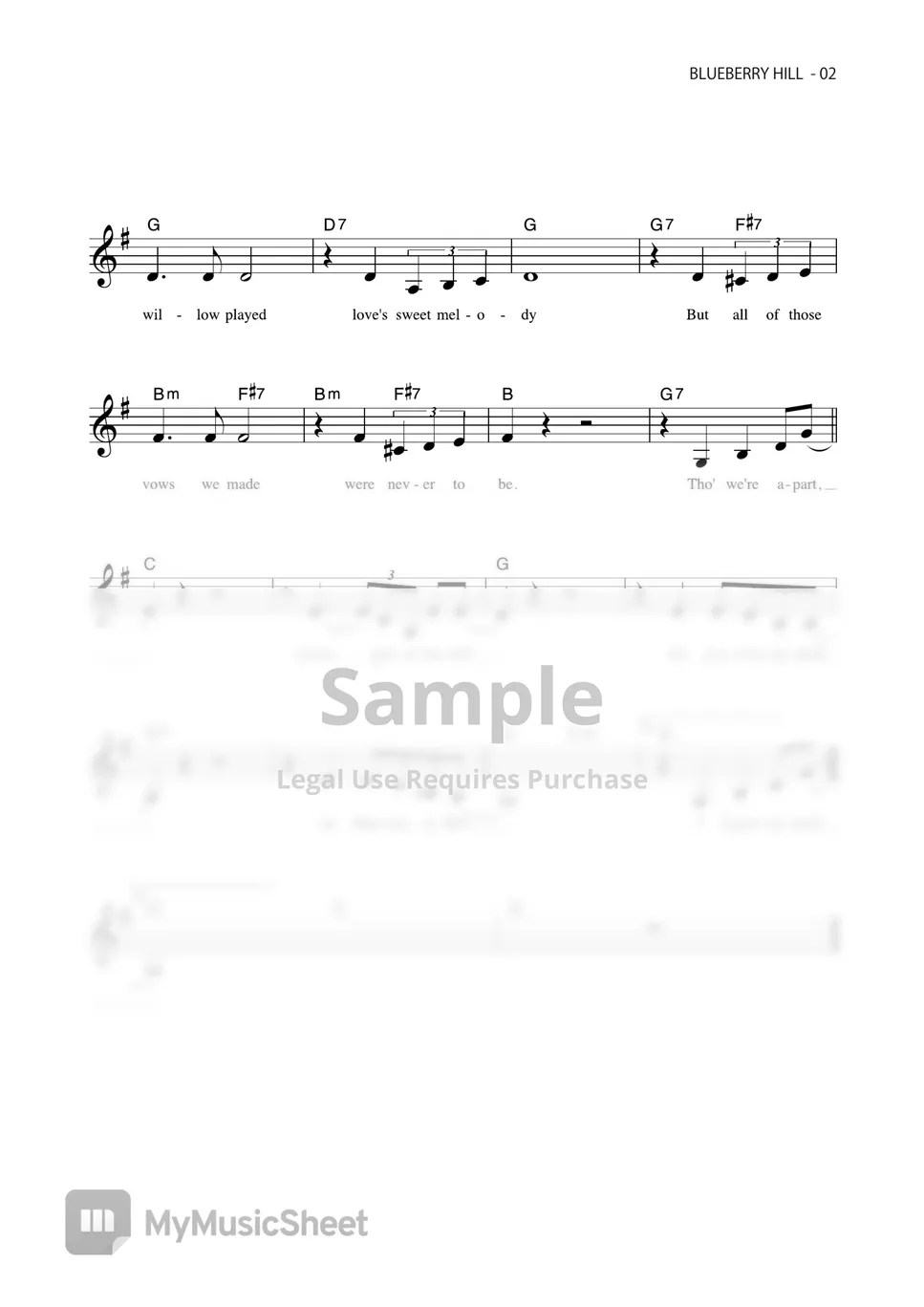 BLUEBERRY HILL (VOCAL MAGAZINE) Sheets by Far East Island Record