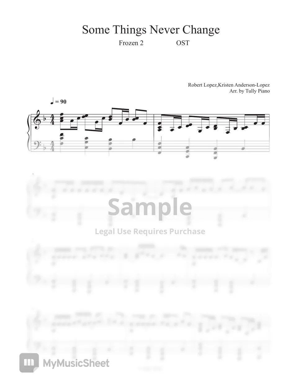 Frozen2 Some Things Never Change (Disney Animation) Sheets by Tully Piano