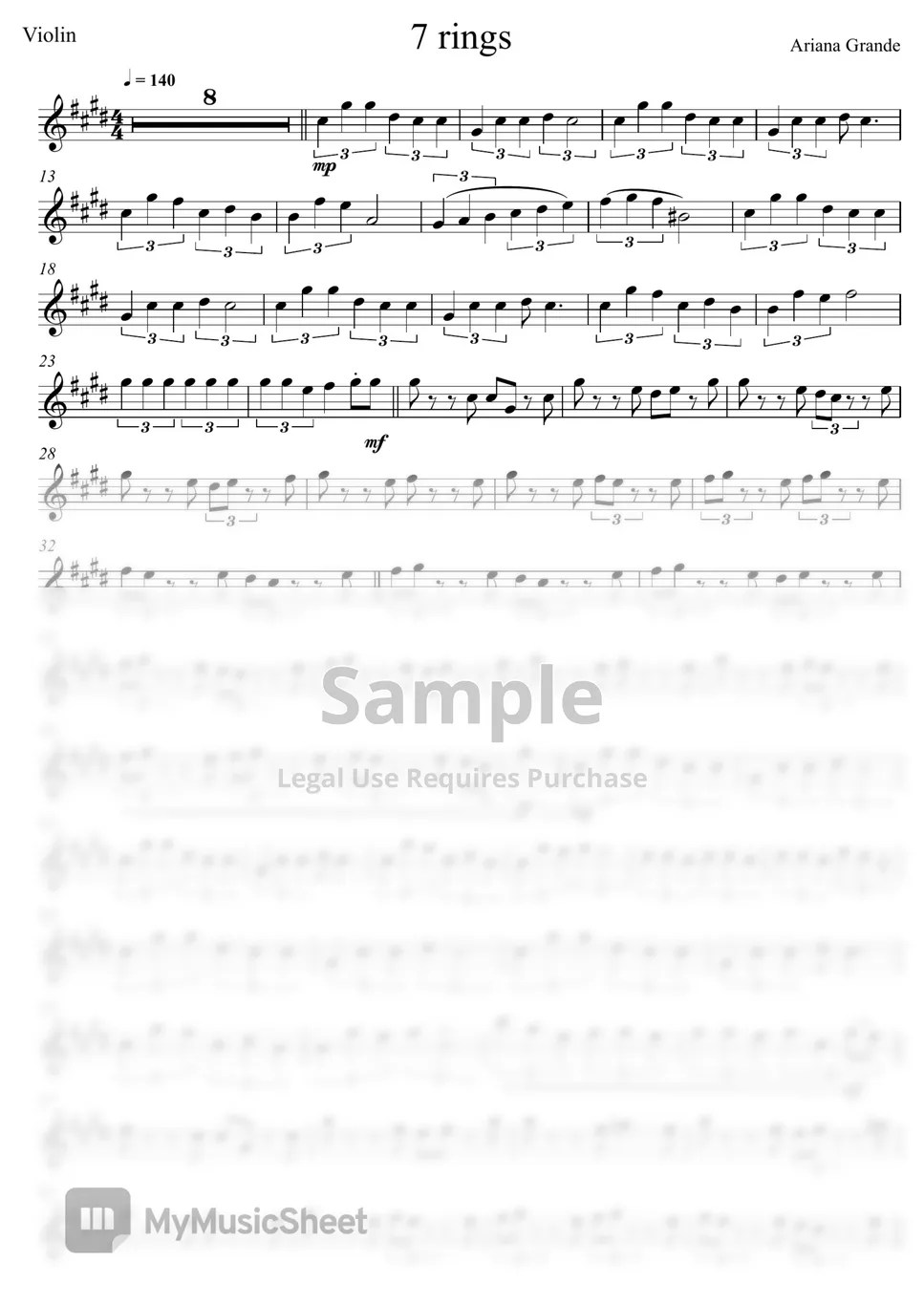 Ariana Grande 7 Rings (Backing track included) 악보 by Elly Angelis