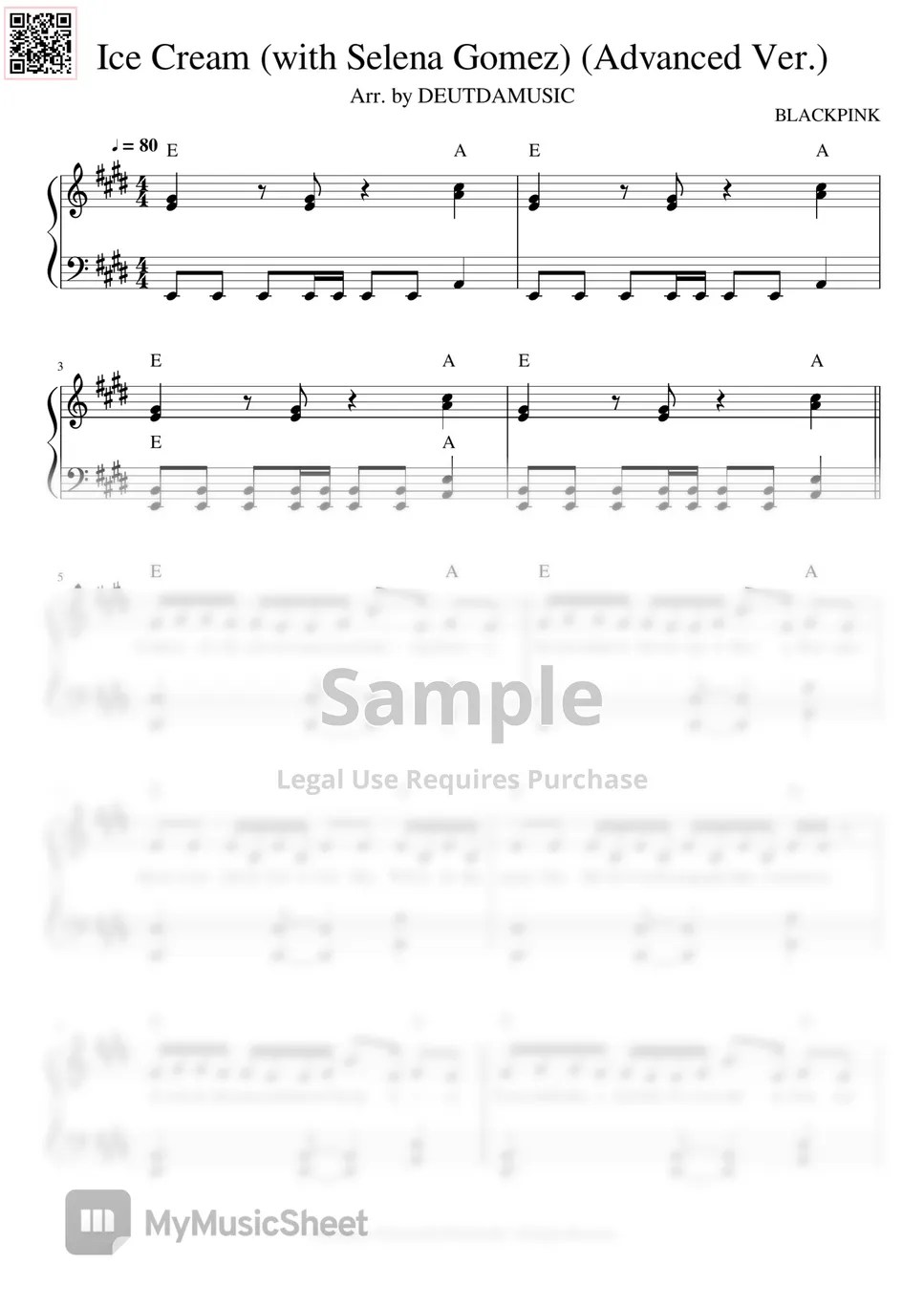 BLACKPINK Ice Cream (with Selena Gomez) [Original E Key / Advanced