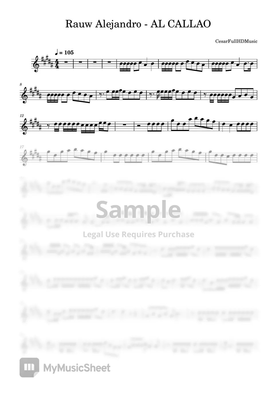 Rauw Alejandro AL CALLAO Sheets