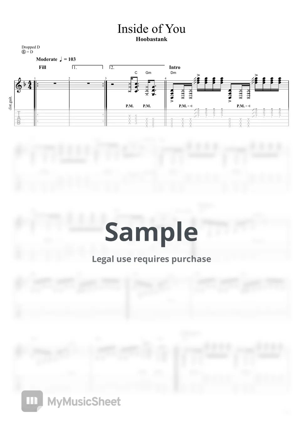 Hoobastank Inside Of You (Guitar Cover) 악보 by DOUBLS