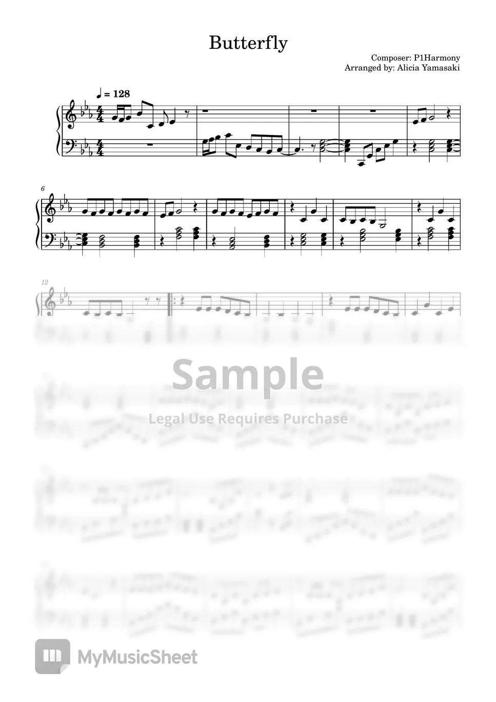 P1harmony Butterfly 악보 by Alicia Yamasaki