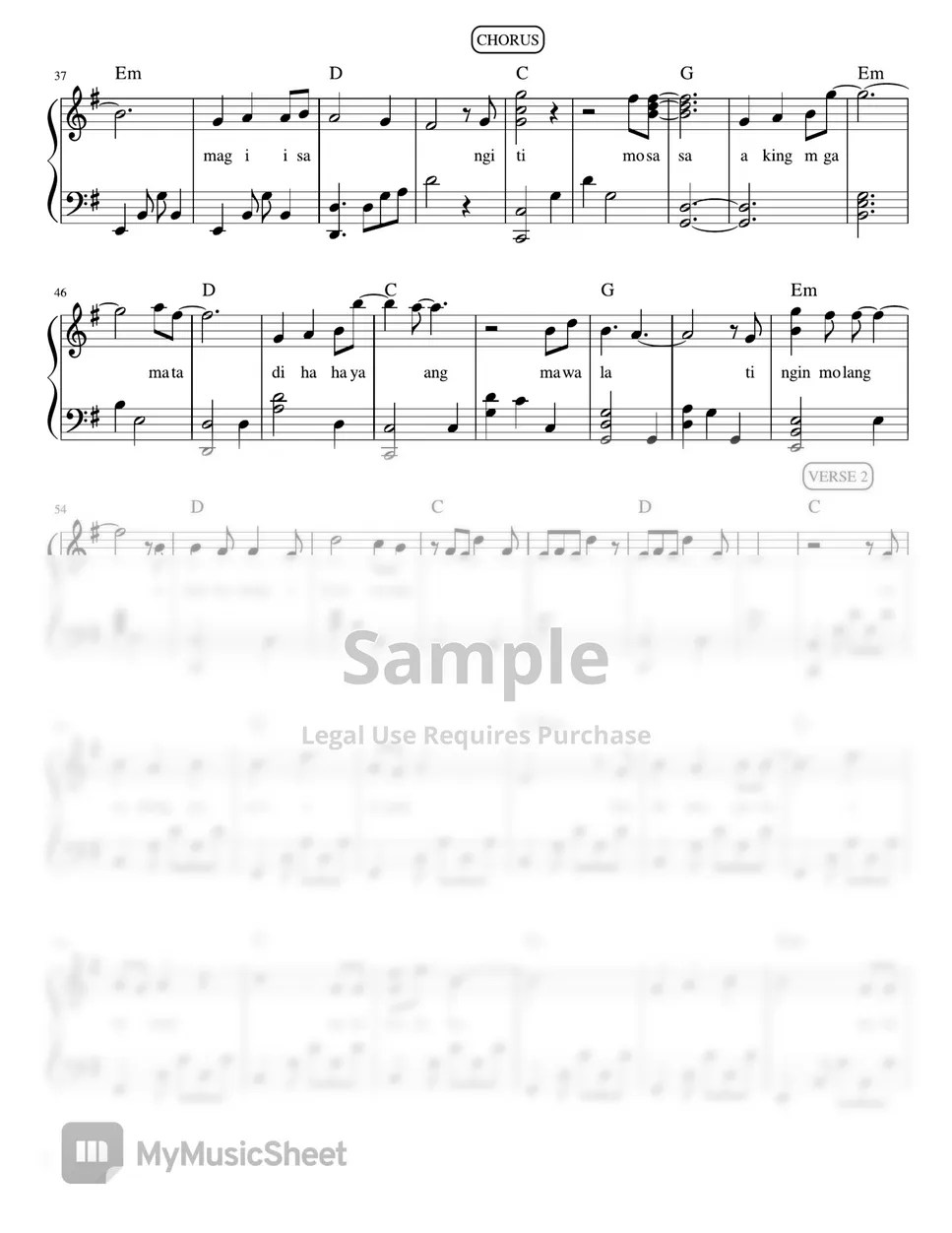 Nobita Di Na Magiisa (piano sheet music) Partitura by Mel's Music Corner