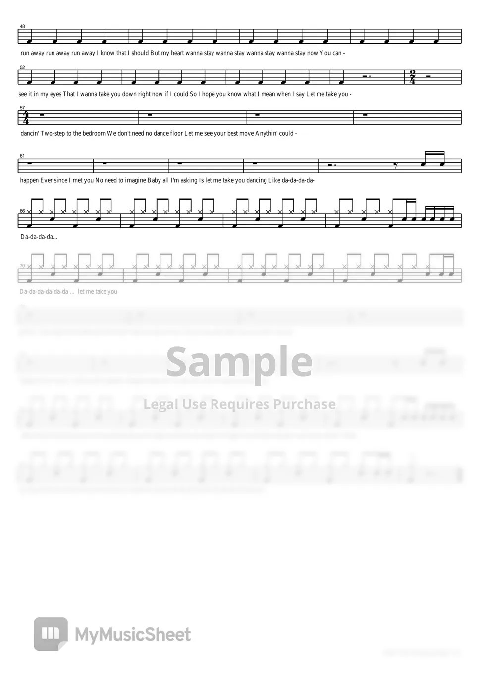 Jason Derulo Take You Dancing Sheets by COPYDRUM
