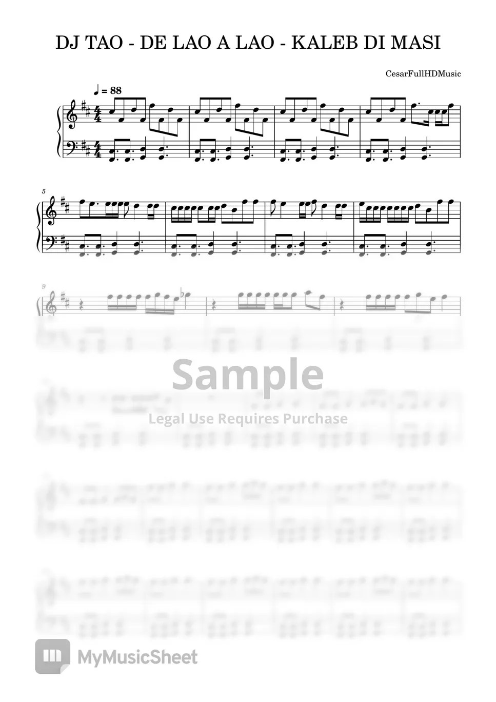 DJ TAO KALEB DI MASI DE LAO A LAO Sheets