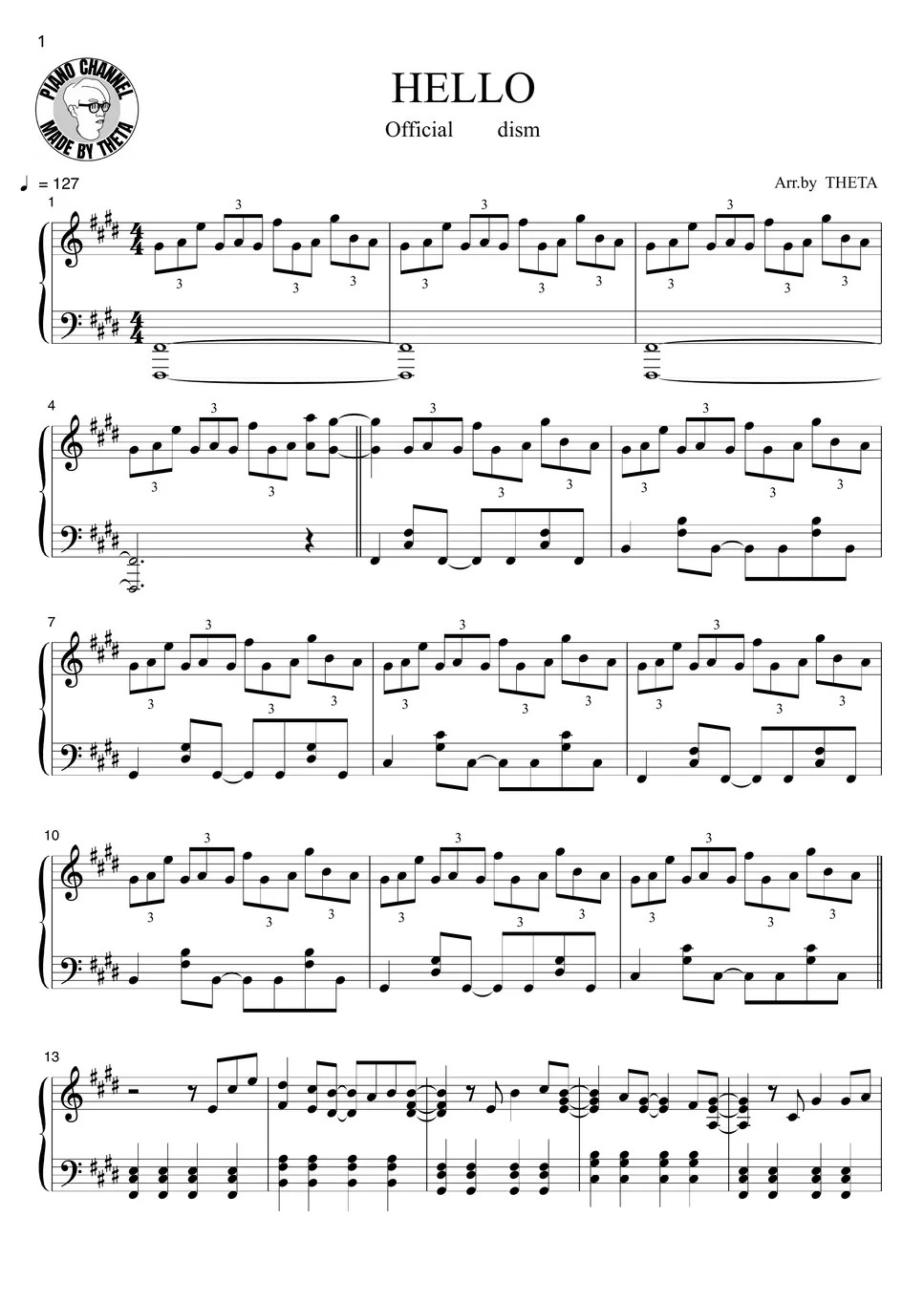 OfficialHIGEDANdism HELLO Sheets by THETA PIANO