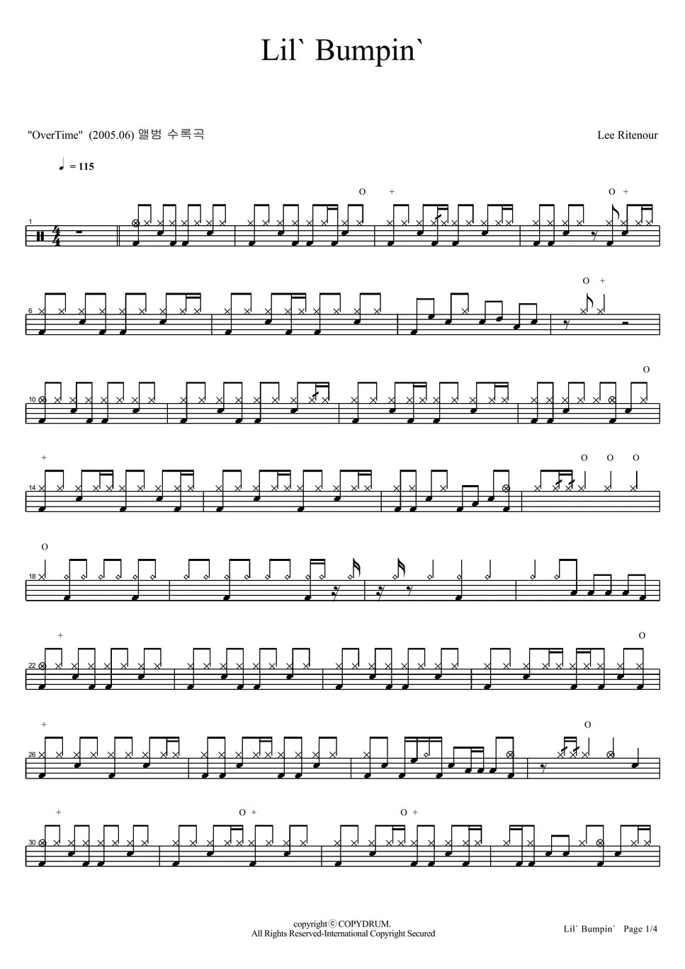 Lee Ritenour Lil Bumpin Sheet by COPYDRUM
