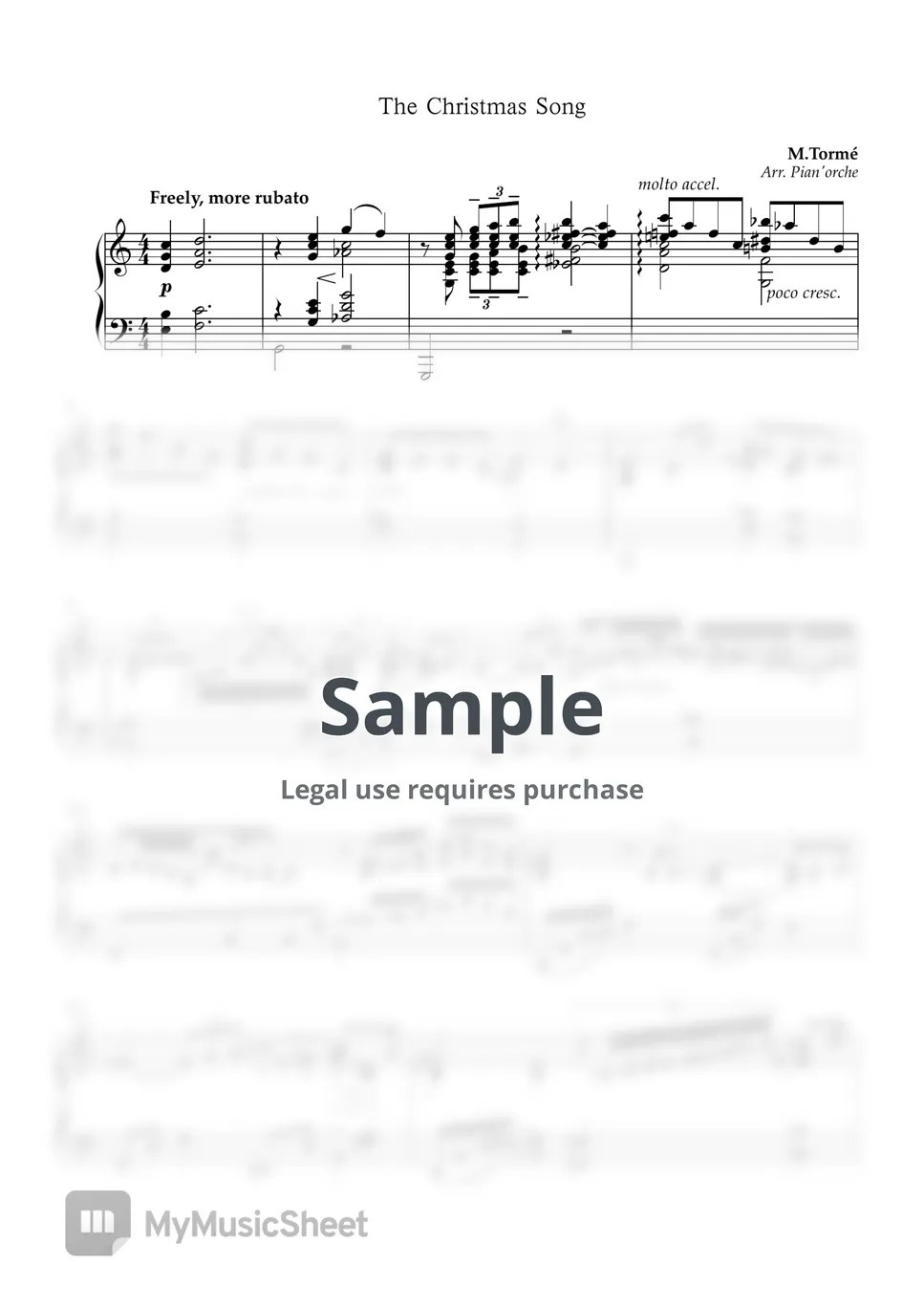 Nat King Cole The Christmas Song Sheets by Pian'orche