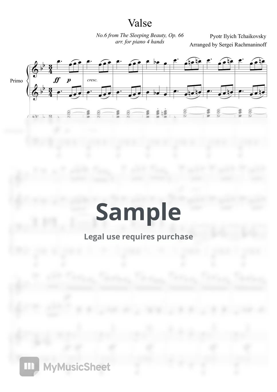 Tchaikovsky Tchaikovsky Sleeping Beauty (arr. S. Rachmaninoff