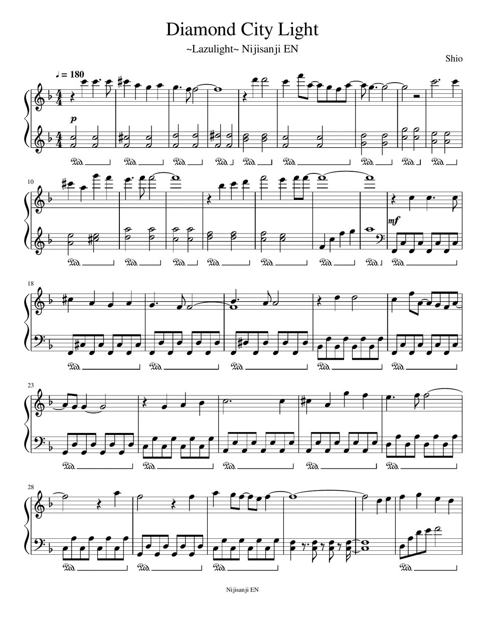 LazuLight (Nijisanji EN) Diamond City Lights 楽譜 by Shio