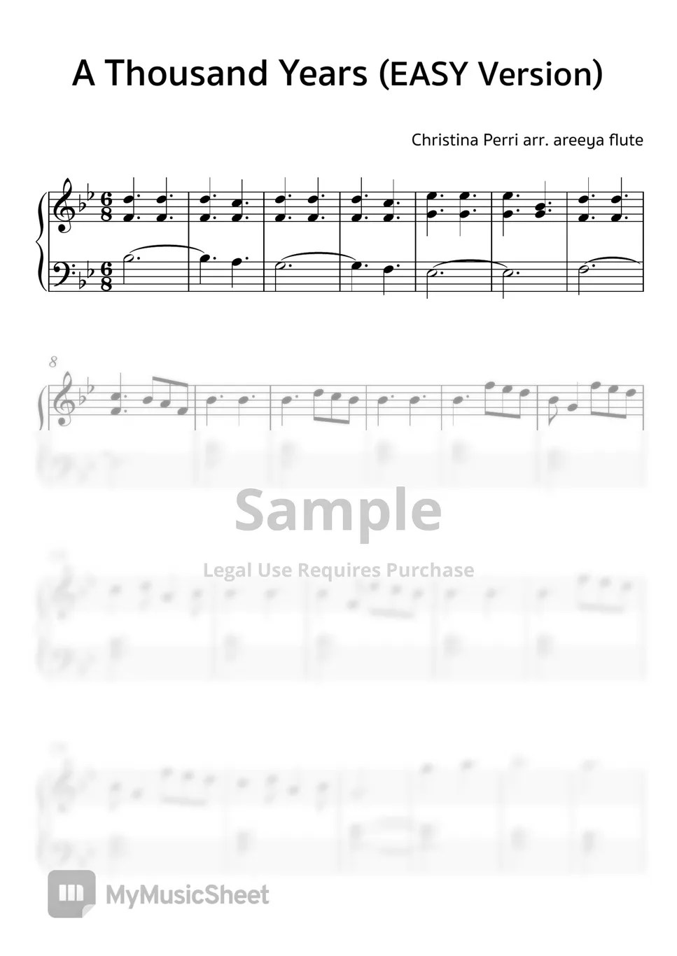 Christina Perri A Thousand Years (EASY) Sheets by areeya flute