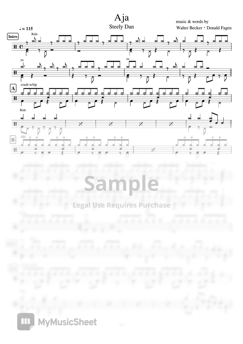 Steely Dan Aja 악보 by Cookai's Jpop Drum sheet music!!!