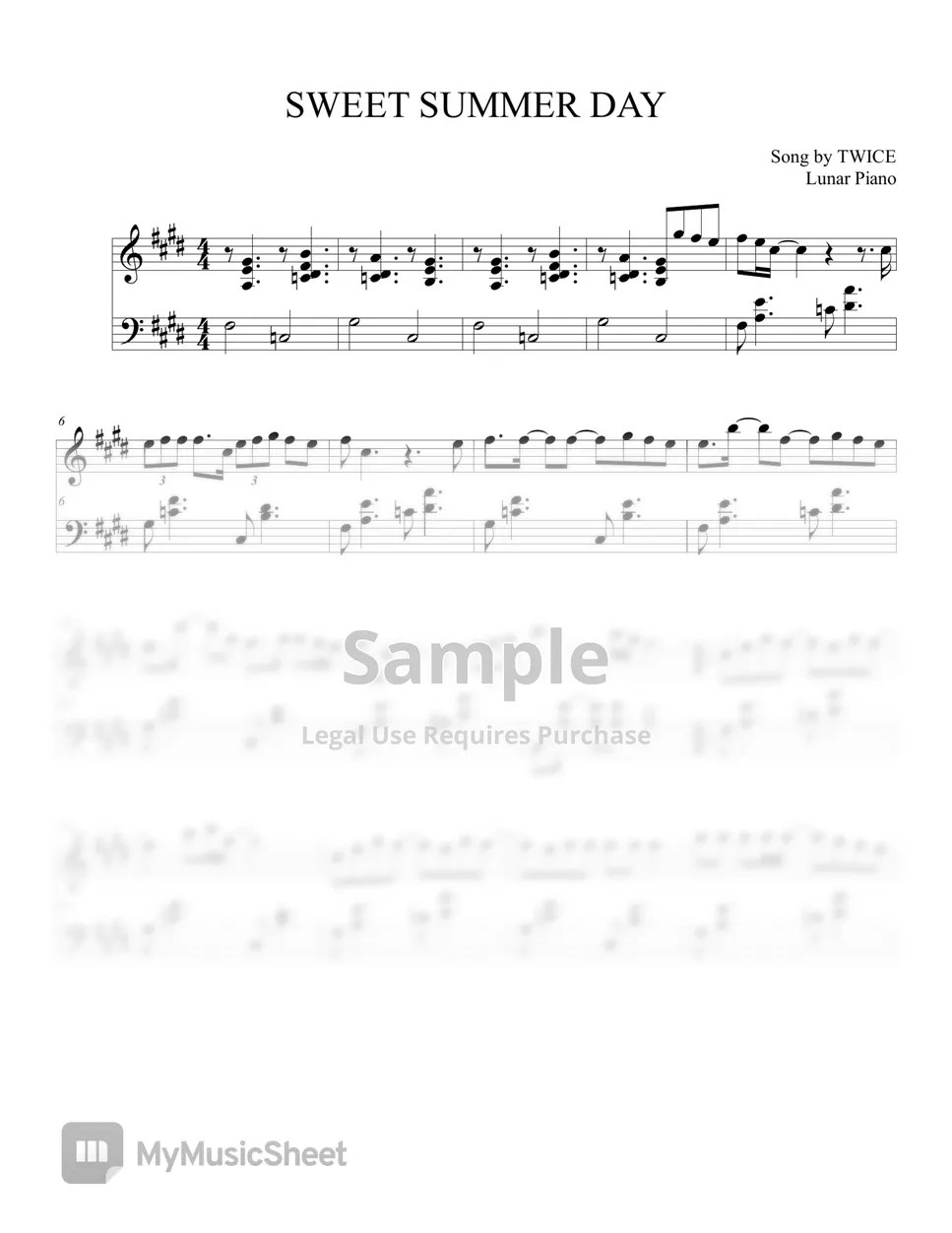 TWICE SWEET SUMMER DAY 악보 by Lunar Piano