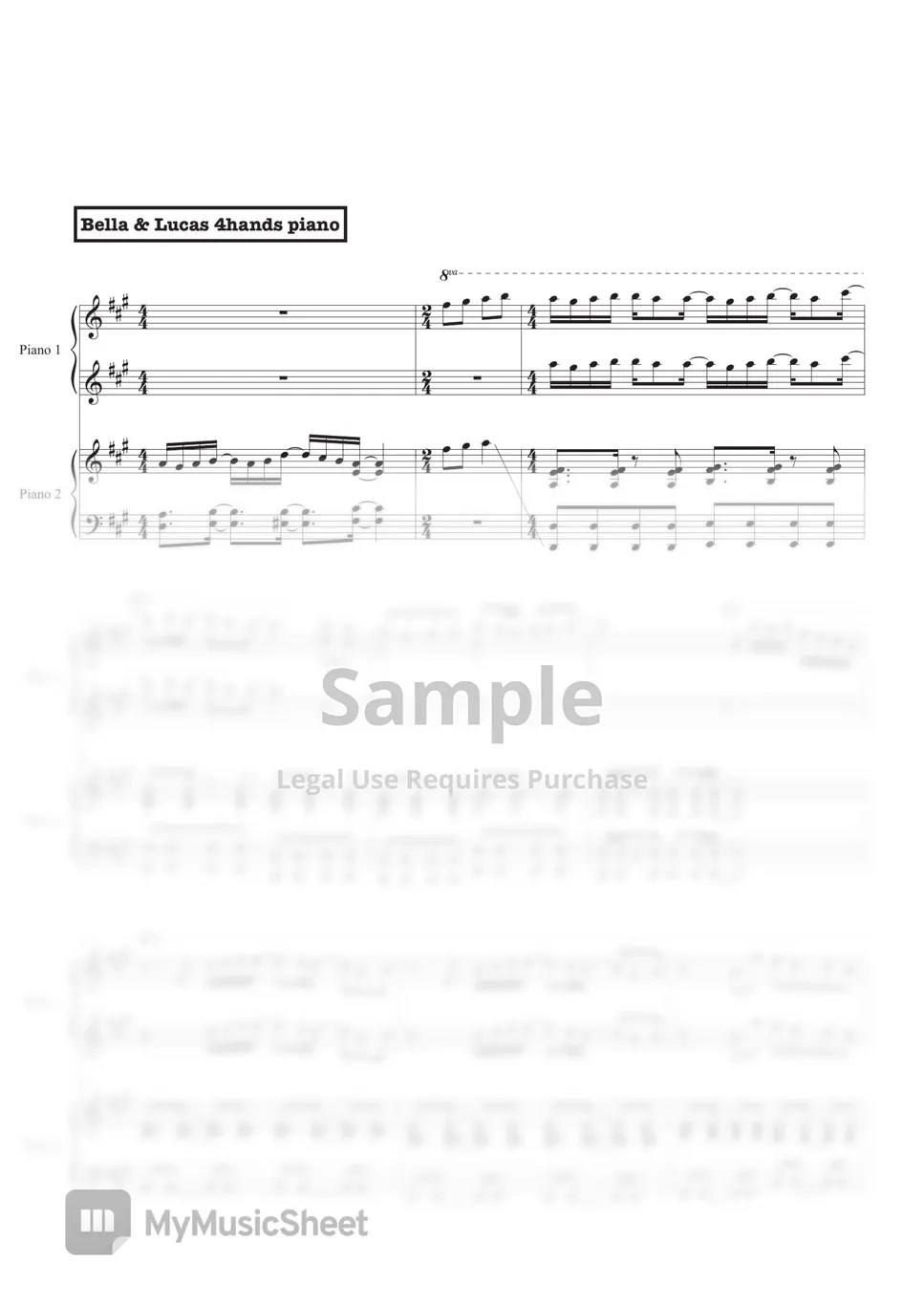 Your Lie in April (四月は君の嘘) GOOSE HOUSE (4hands piano) Sheets by Bella