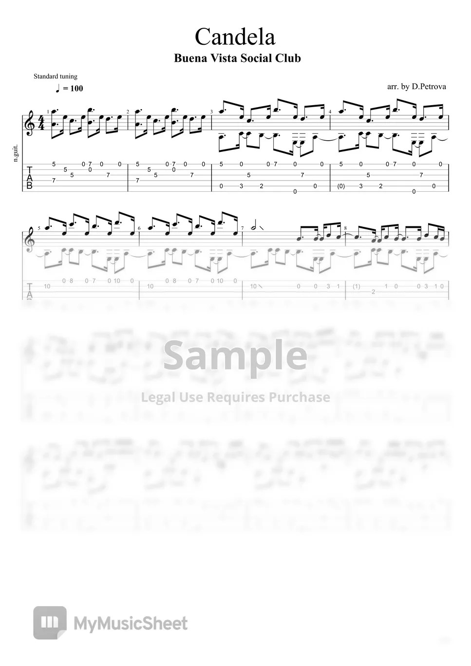 Buena Vista Social Club Candela (Fingerstyle Guitar Arrangement, No Capo, Standard Tuning