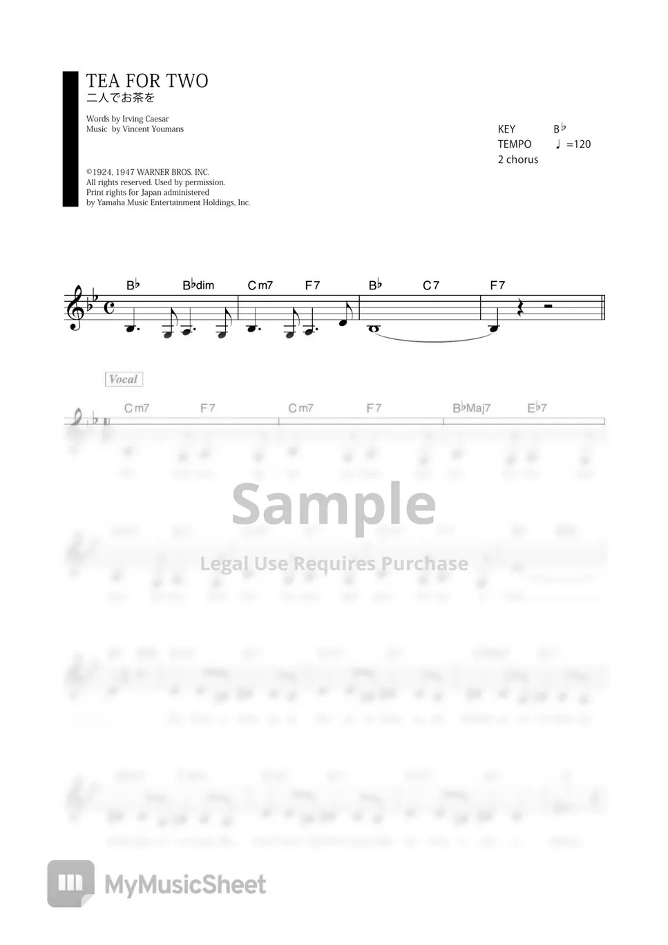 TEA FOR TWO (VOCAL MAGAZINE) Sheets by Far East Island Record