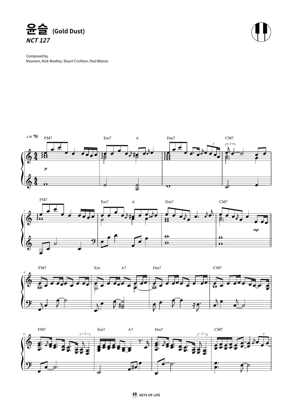 NCT 127 윤슬 (Gold Dust) Sheet by KEYS OF LIFE