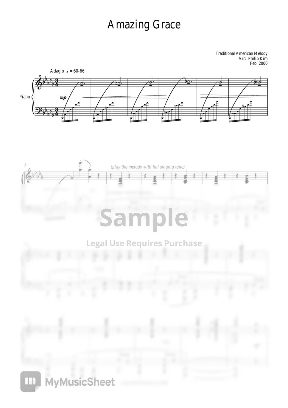 Traditional Amazing Grace Sheets by Philip Kim