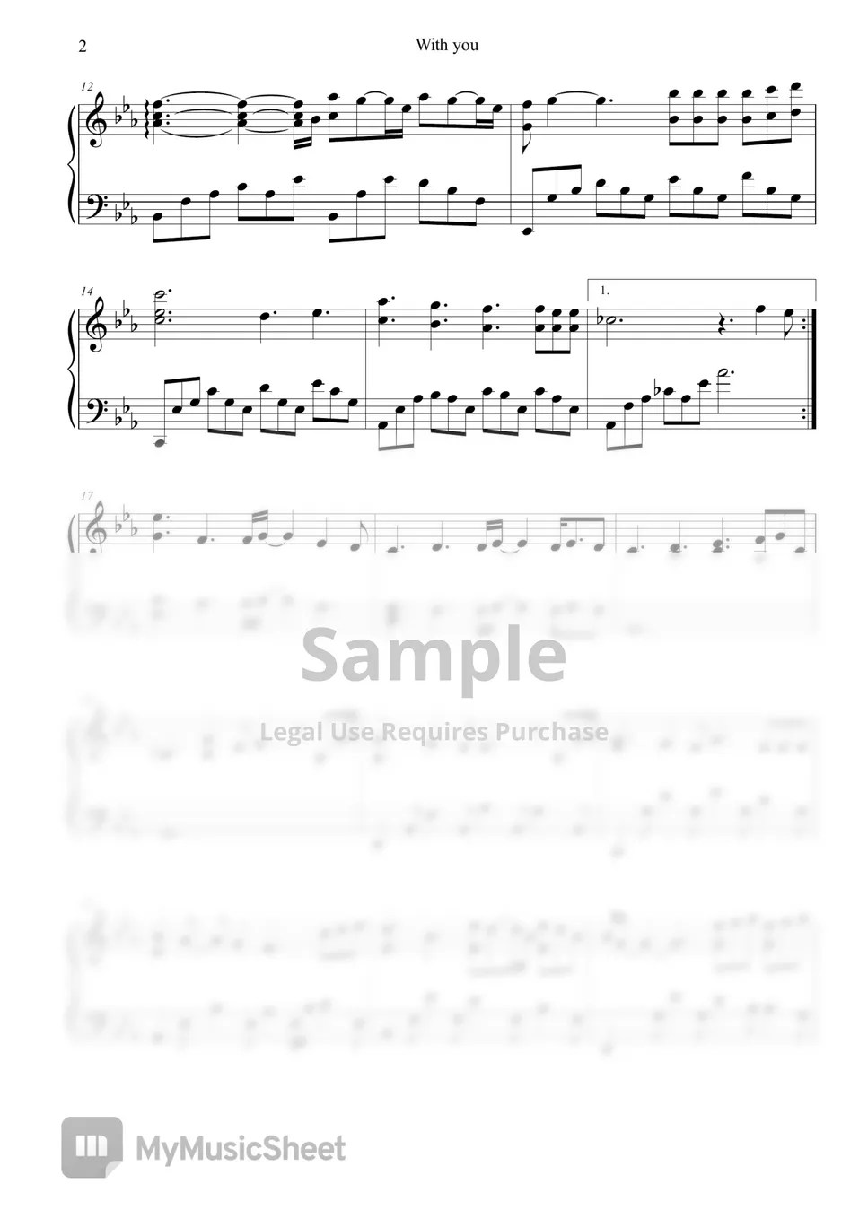 Jimin, Ha sung woon With you (Our blues OST) Sheets by Lunar Piano