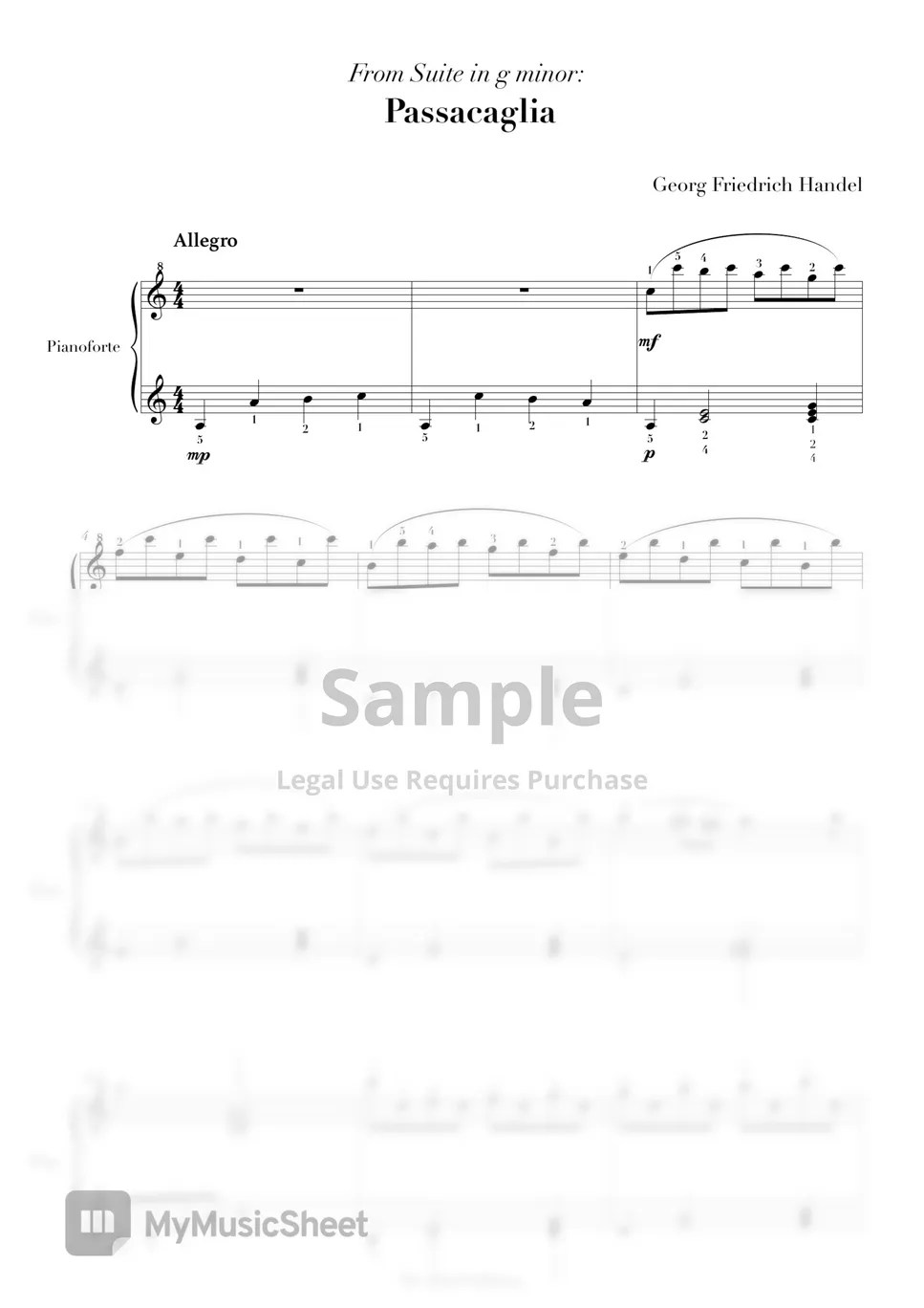 Friedrich Händel Passacaglia from "From Suite in g minor, HWV