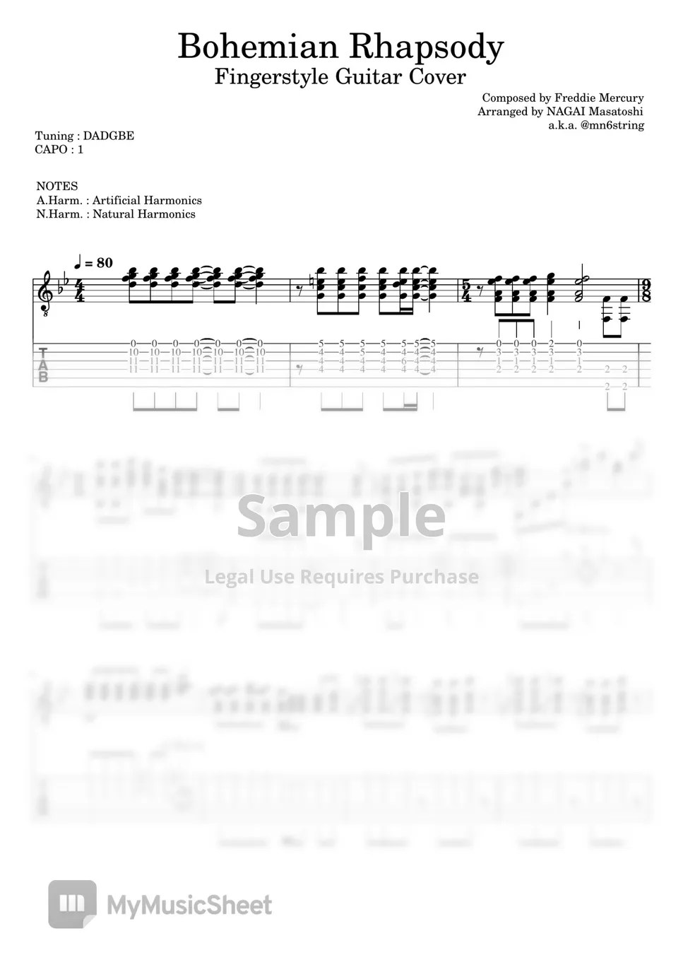 Queen Bohemian Rhapsody (Fingerstyle Guitar Cover) แผ่น by Nagai