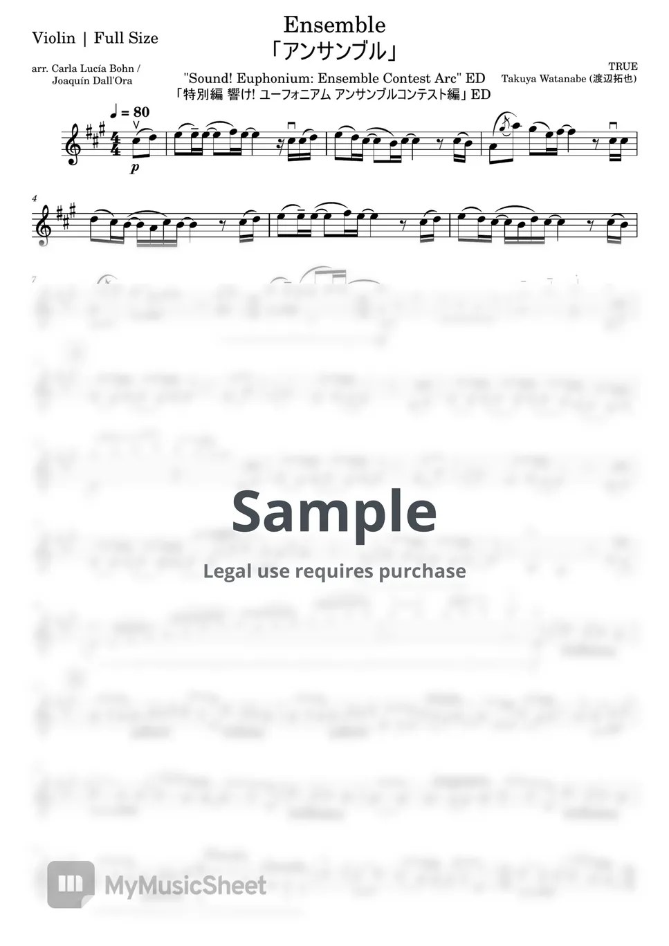 TRUE Ensemble "Sound! Euphonium Ensemble Contest Arc" ED Sheets by